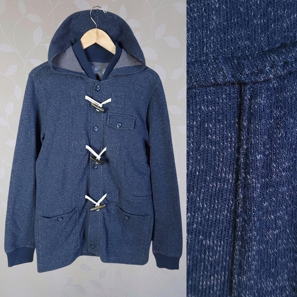 UO Toggle Lightweight  Shacket Hooded Sweatshirt Jacket Hawkings McGill Blue S - Picture 1 of 16